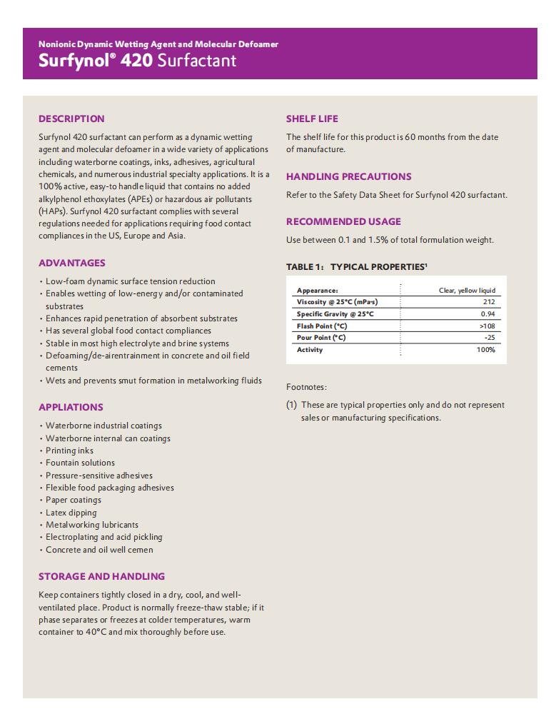 Surfynol 420 潤濕劑/流平劑/消泡劑(圖1)